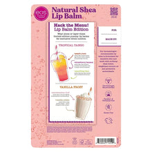Lip balm stick 8-pack box back with Tropical Tango and Vanilla Frost flavor icons