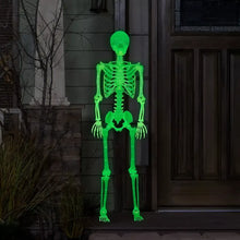 Berkley Jensen 5 ft glow skeleton figure, bright green illuminated bones and ribs