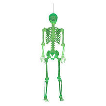 5 ft glow-in-the-dark skeleton figure with green glowing skull and arms