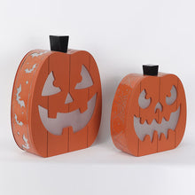 Berkley Jensen LED Pumpkins with Jack-O-Lantern faces and Halloween Themed Scenes, Set of 2