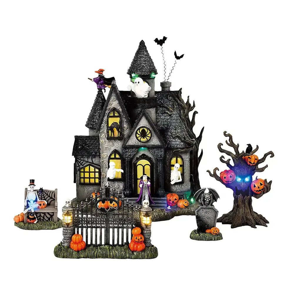 Berkley Jensen Resin Halloween Village Set of 5 - USA MEGA SHOP
