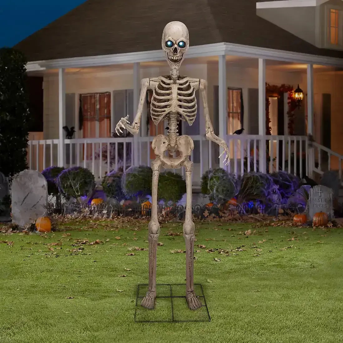 Berkley Jensen 8' Giant Poseable Skeleton with Lighted Eyes and Sound - USA MEGA SHOP