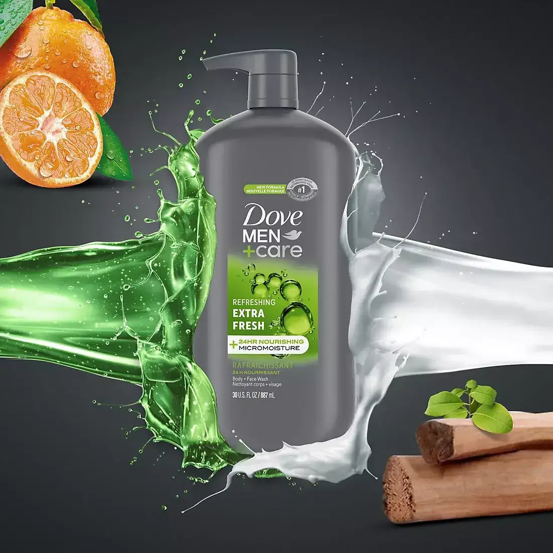 Dove Men+Care, Body + Face Wash, Refreshing Extra Fresh, 2 pk./30 fl. oz. - USA MEGA SHOP
