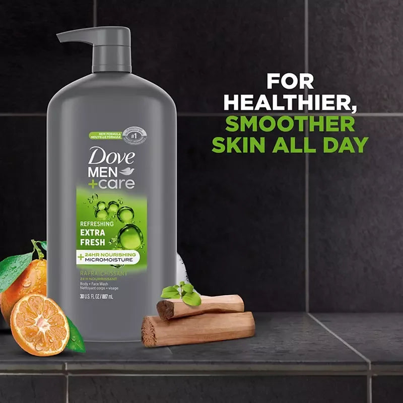 Dove Men+Care, Body + Face Wash, Refreshing Extra Fresh, 2 pk./30 fl. oz. - USA MEGA SHOP