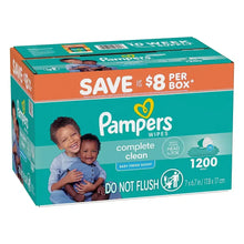 Baby wipes box side view, complete clean with 1200 wipes and fresh scent