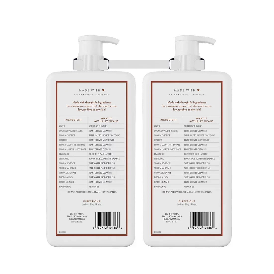Native Nourishing Body Wash Coconut & Vanilla, 2 pk./36 oz. - USA MEGA SHOP
