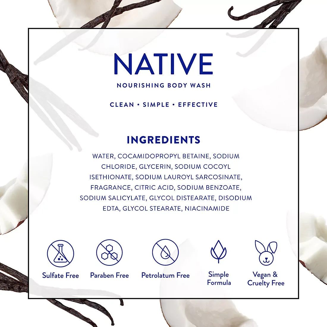 Native Nourishing Body Wash Coconut & Vanilla, 2 pk./36 oz. - USA MEGA SHOP