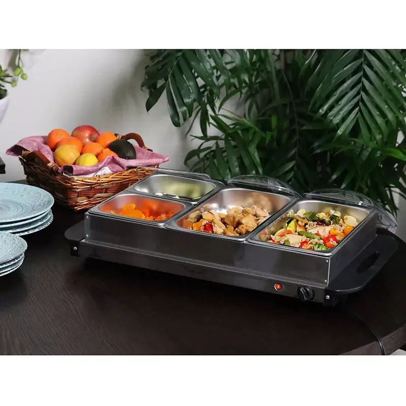 MegaChef Buffet Server & Food Warmer with Removable Sectional Trays - USA MEGA SHOP
