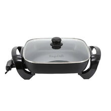 MegaChef 11-inch electric skillet with glass lid and nonstick pan, black base
