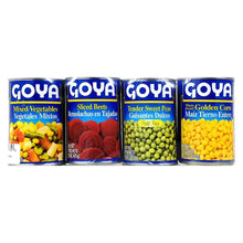 Assorted vegetable canned varieties set of 4 blue cans
