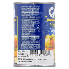 Vegetable can back label with nutrition facts and ingredient information
