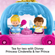 Carriage playset showing two figures inside blue dome above pink base and wheels