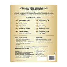 Hair multitasking spray back panel showing stronger, more resilient hair claims