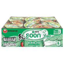 Kimchi noodle soup cups multipack with vegan logo and 6-cup count