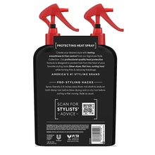 TRESemmé Protecting Heat Spray bottle back label with red trigger nozzle