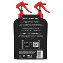 TRESemme heat protection spray bottle back label with red trigger sprayer, 2-pack