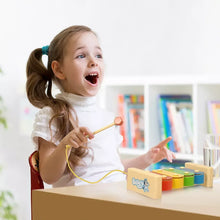 Wooden xylophone band toy with colorful bars and mallets