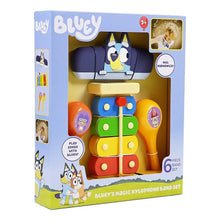 Bluey toy xylophone band set box with 6-piece band and mallets