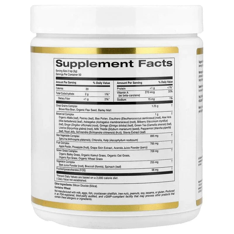 California Gold Nutrition, Super Greens with Spirulina, Chlorella, Kelp, and Apple Pectin, 8.8 oz (250 g) - USA MEGA SHOP
