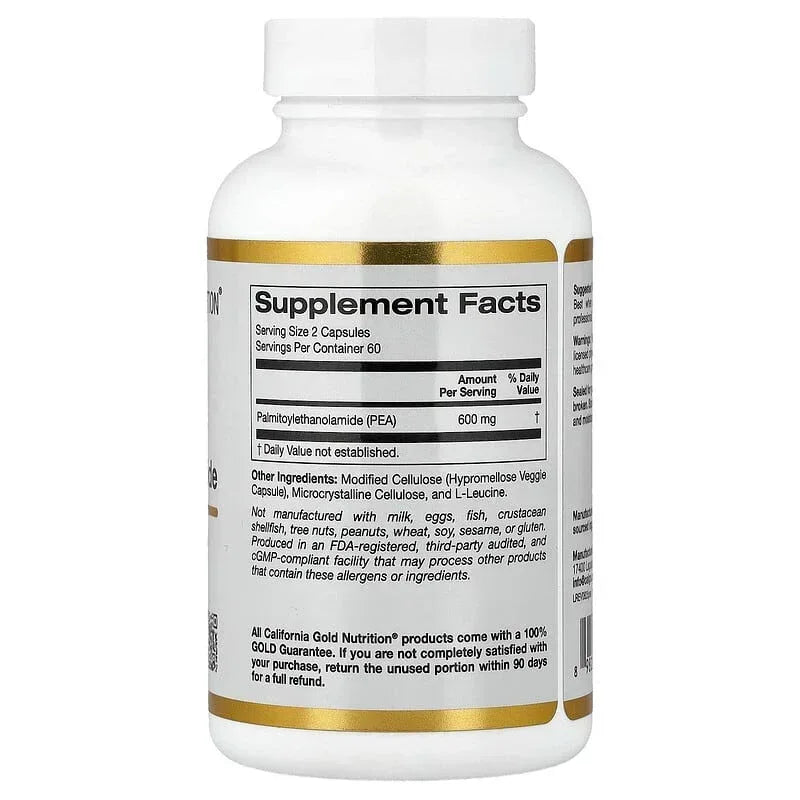 California Gold Nutrition, PEA (Palmitoylethanolamide), 120 Veggie Capsules (300 mg per Capsule)