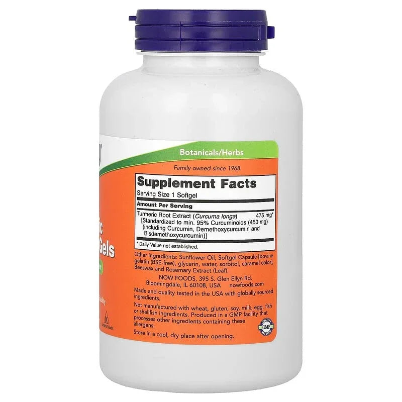 NOW Foods, Turmeric Curcumin Gels, Softgels (475 mg per Softgel)
