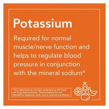 Potassium nutrient information card for normal muscle and nerve function