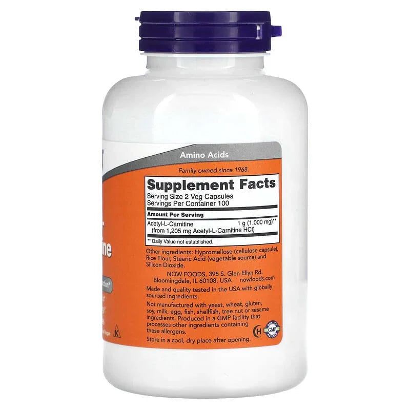 NOW Foods, Acetyl-L Carnitine, 500 mg & 750 mg - USA MEGA SHOP