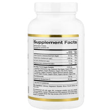 Supplement facts label on algae-based calcium bottle, 180 tablets
