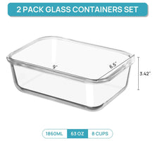 Rectangular clear glass storage container set with snap lids and compact size
