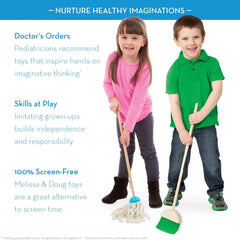 Melissa & Doug Dust! Sweep! Mop! 6-Pc Wood Pretend Play Preschool Cleaning Set - FSC Certified - USA MEGA SHOP