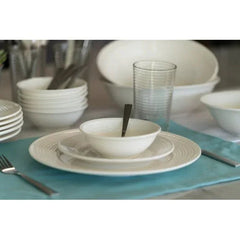 10 Strawberry Street Nova White Round 62-Piece Stoneware Dinnerware Set, Service for 6