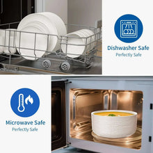 White stoneware dinnerware in dishwasher and microwave for safe use