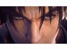 Tekken fighter close-up with intense eyes and wet hair in game artwork