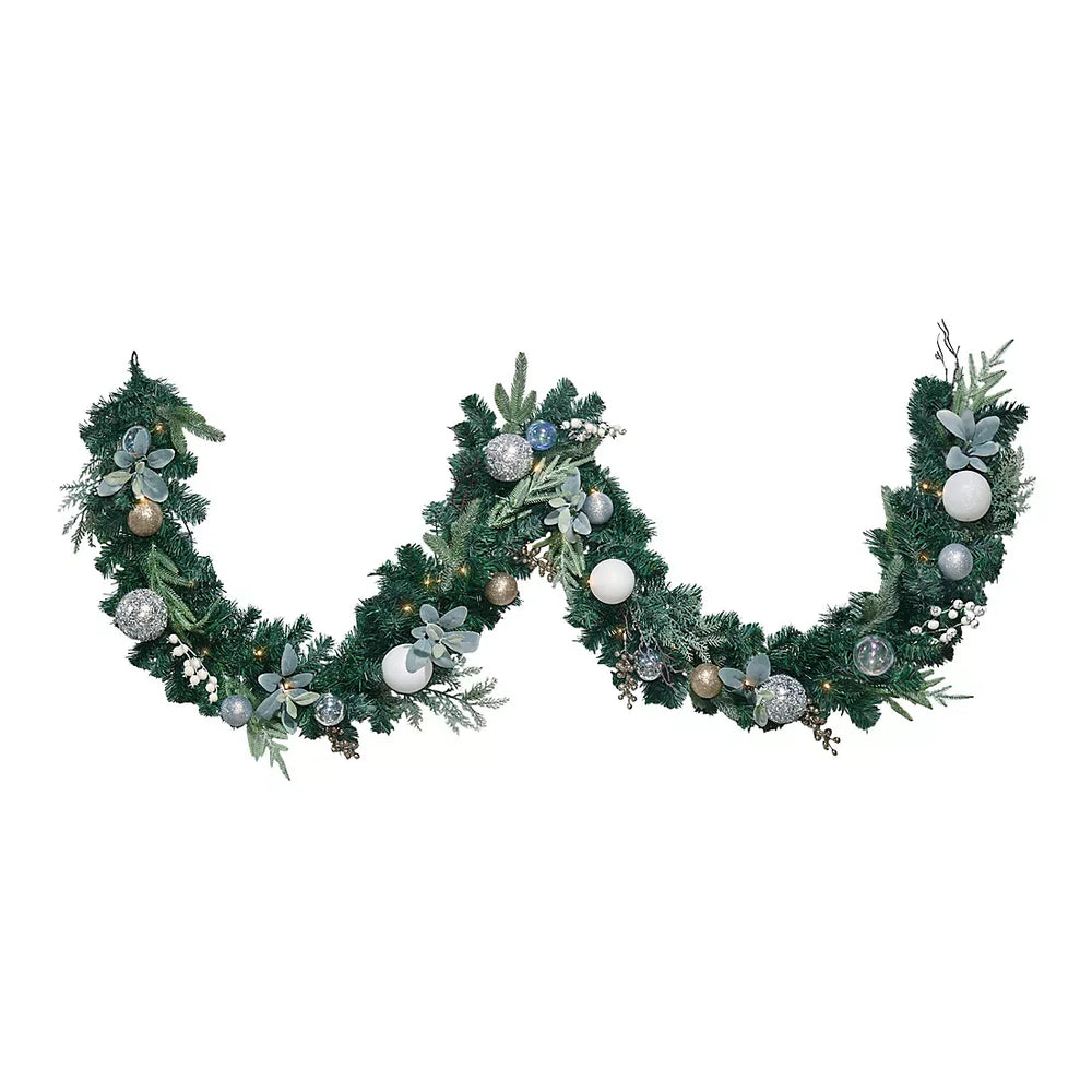 Berkley Jensen 9' Faux Floral Garland With LED Lights - USA MEGA SHOP