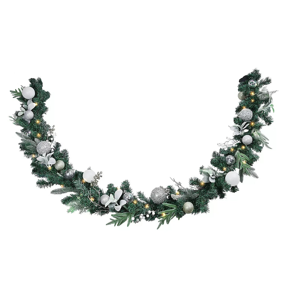 Berkley Jensen 9' Faux Floral Garland With LED Lights - USA MEGA SHOP