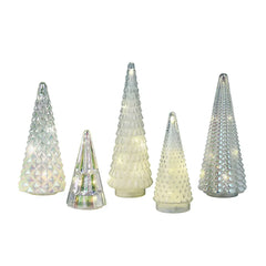 Berkley Jensen 5-Pc. Glass Christmas Trees Set with LED Lights - USA MEGA SHOP