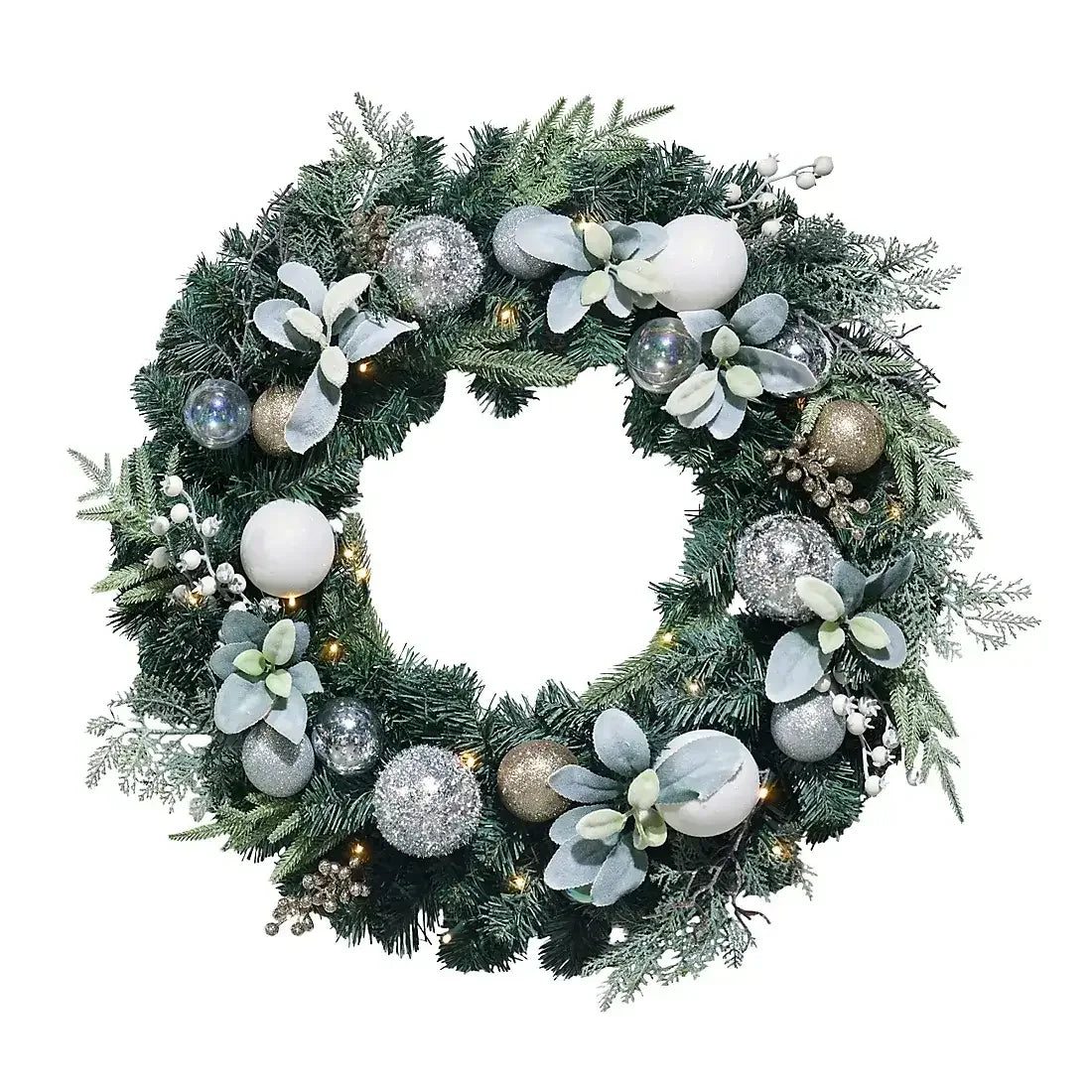 Berkley Jensen 28" Faux Floral Wreath with LED Lights - USA MEGA SHOP