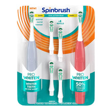 Toothbrush starter kit with two adult handles and four pro whiten replacement brush heads