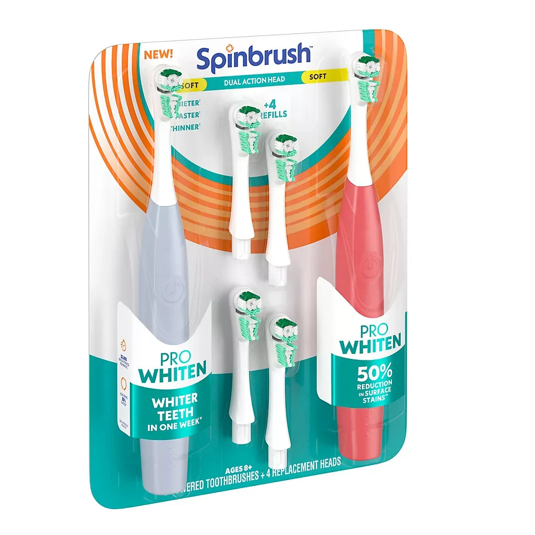 Spinbrush Pro Whiten 2 Brushes + 4 Refills - USA MEGA SHOP