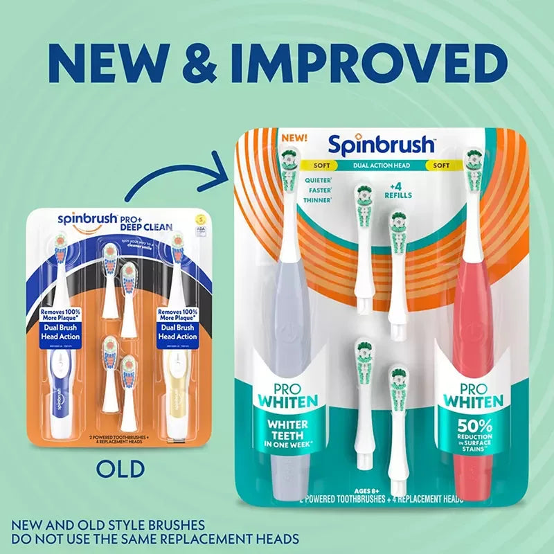 Spinbrush Pro Whiten 2 Brushes + 4 Refills - USA MEGA SHOP