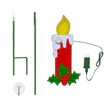 LED holly candle light with green stakes and plug components