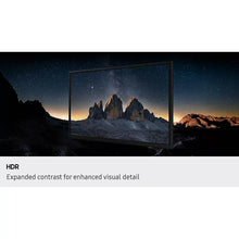 Smart TV front view angled with HDR-style landscape on screen