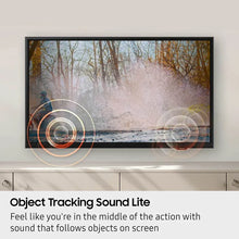 Smart TV displaying landscape scene with circular audio cues on screen