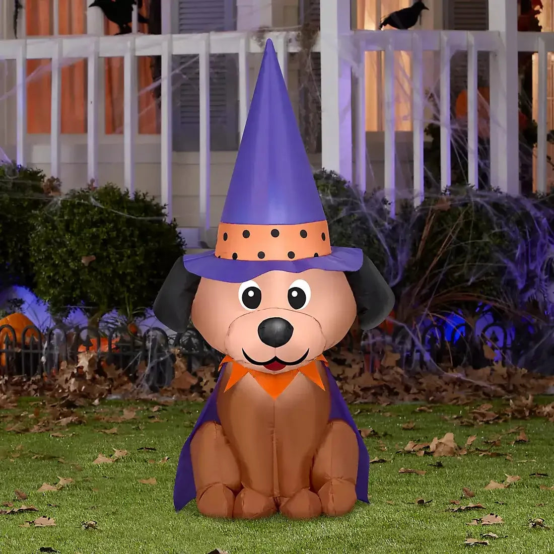 Gemmy Halloween Inflatable Dog in Witch Hat - USA MEGA SHOP