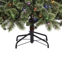 Prelit Christmas tree branches with multicolor lights and black metal stand