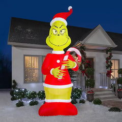 Giant 12' Inflatable Grinch with Candy Cane - USA MEGA SHOP