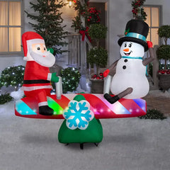 Gemmy Animated 6' Inflatable Santa and Snowman Seesaw - USA MEGA SHOP