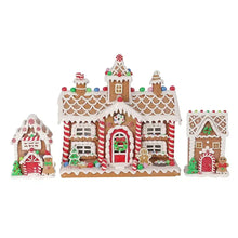 Gingerbread house decor set of three with large center house and two smaller