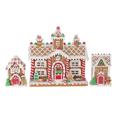 Berkley Jensen Clay Dough LED Gingerbread House -Set of 3 - USA MEGA SHOP