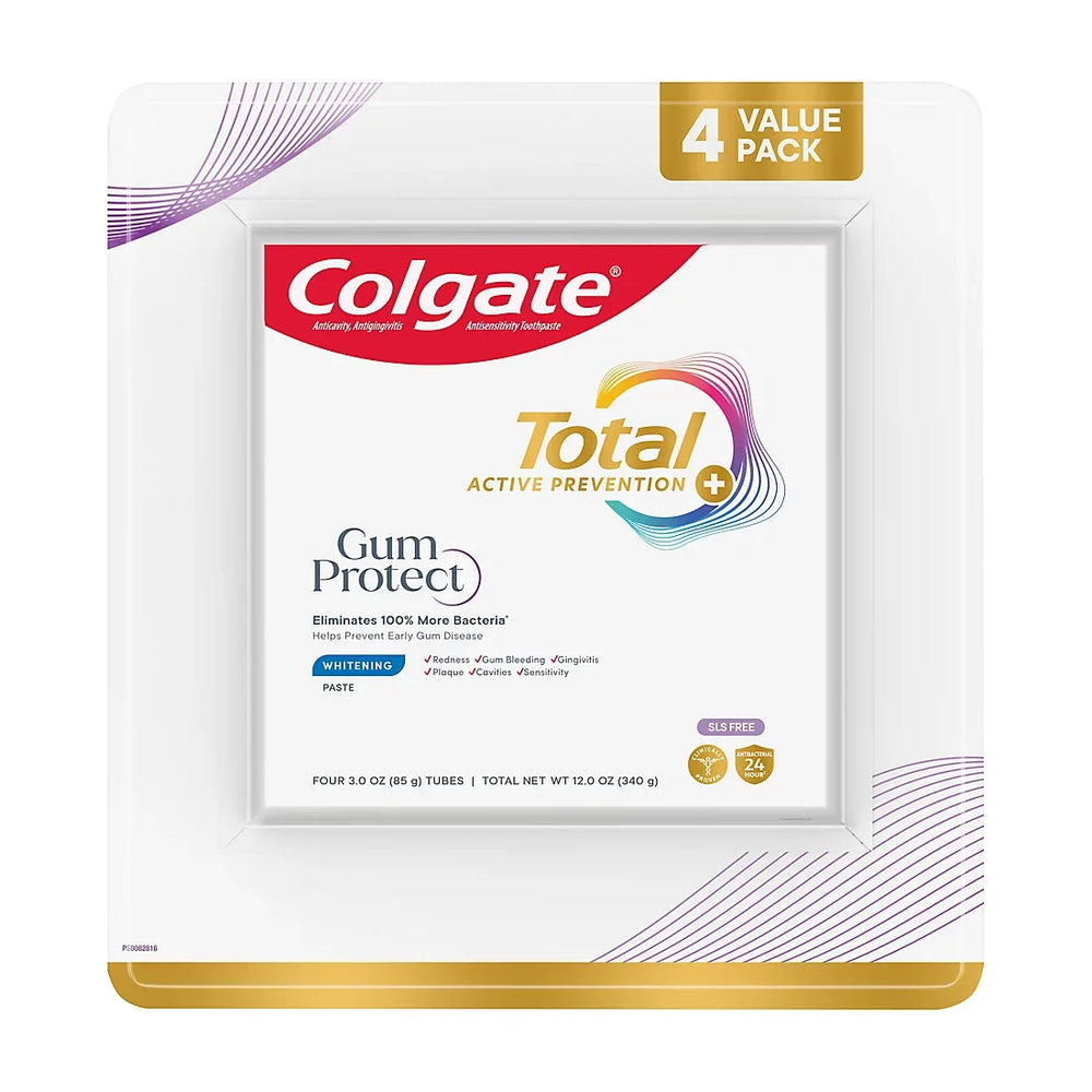 Colgate Total Gum Protect Toothpaste, Whitening, 4 pk./3 oz. - USA MEGA SHOP